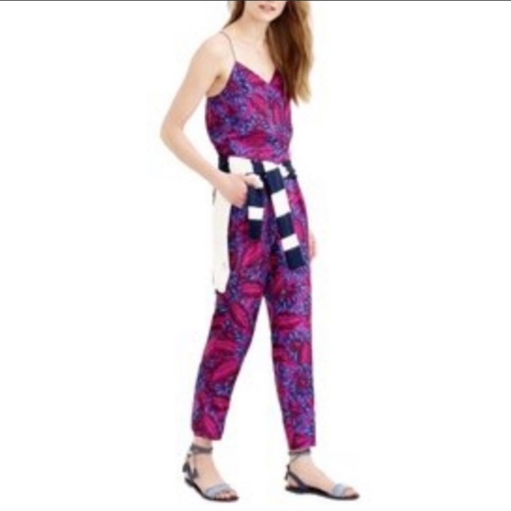 J. Crew Silk Midnight Floral Jumpsuit Size 4